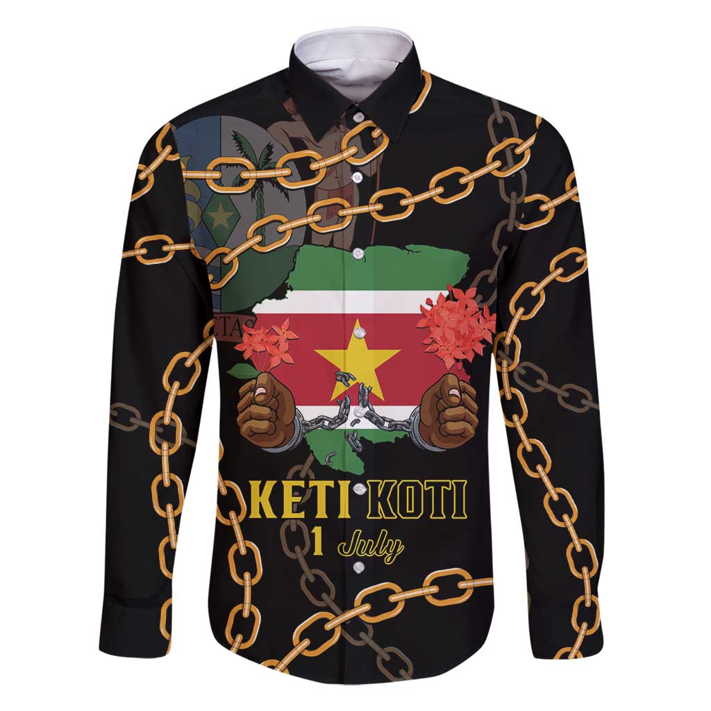 Suriname Keti Koti Family Matching Long Sleeve Bodycon Dress and Hawaiian Shirt Kettingsnijden Prisiri Manspasi - Wonder Print Shop