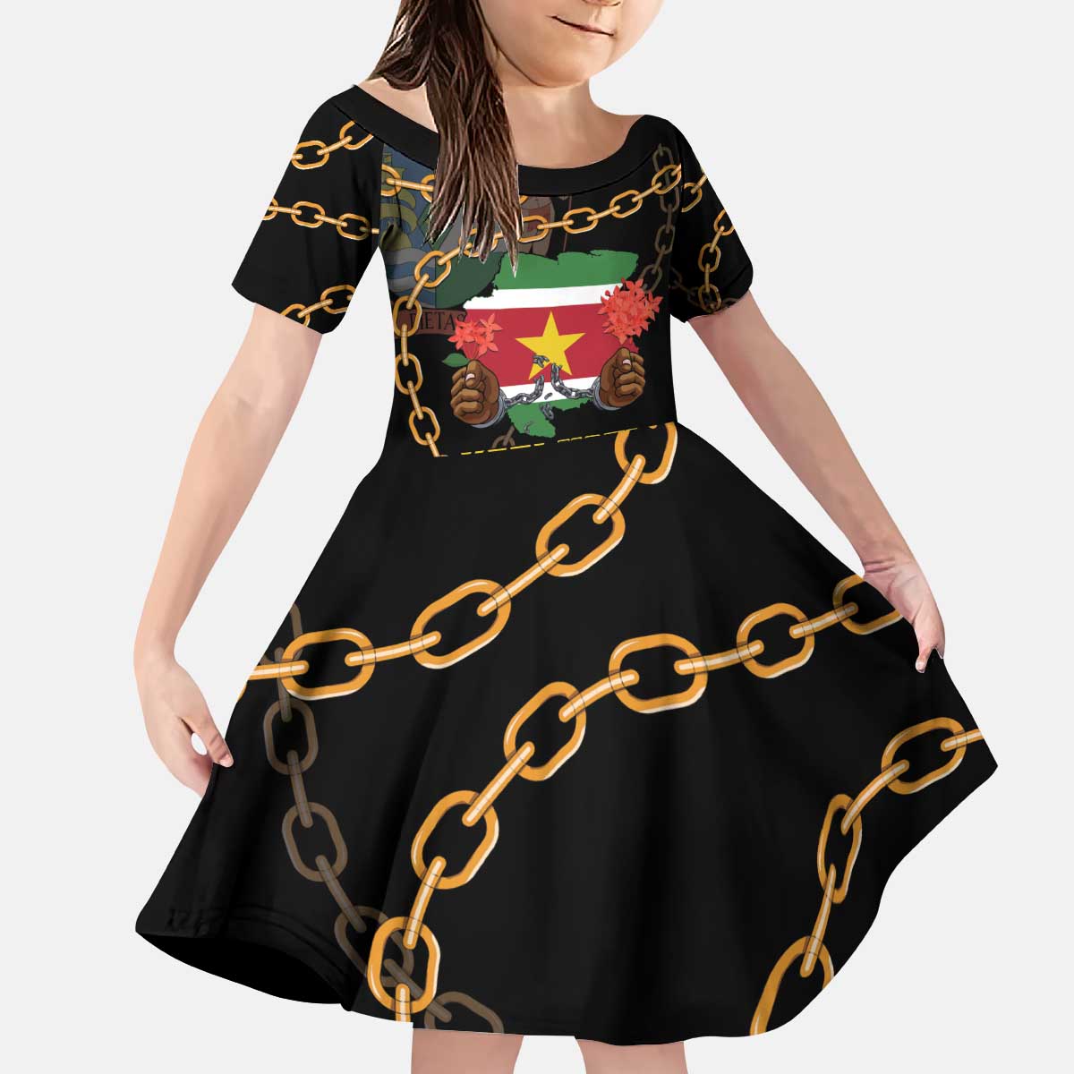 Suriname Keti Koti Kid Short Sleeve Dress Kettingsnijden Prisiri Manspasi - Wonder Print Shop