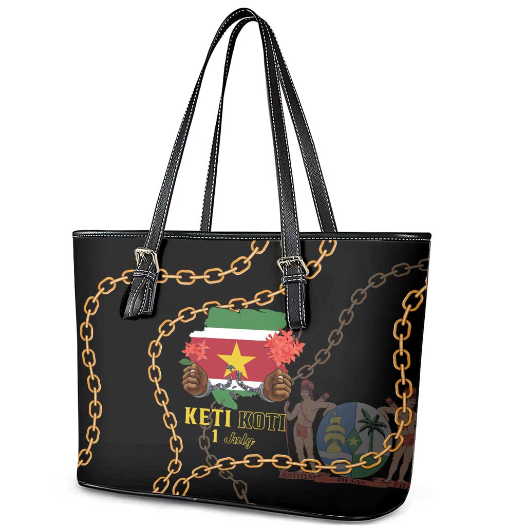 Suriname Keti Koti Leather Tote Bag Kettingsnijden Prisiri Manspasi - Wonder Print Shop