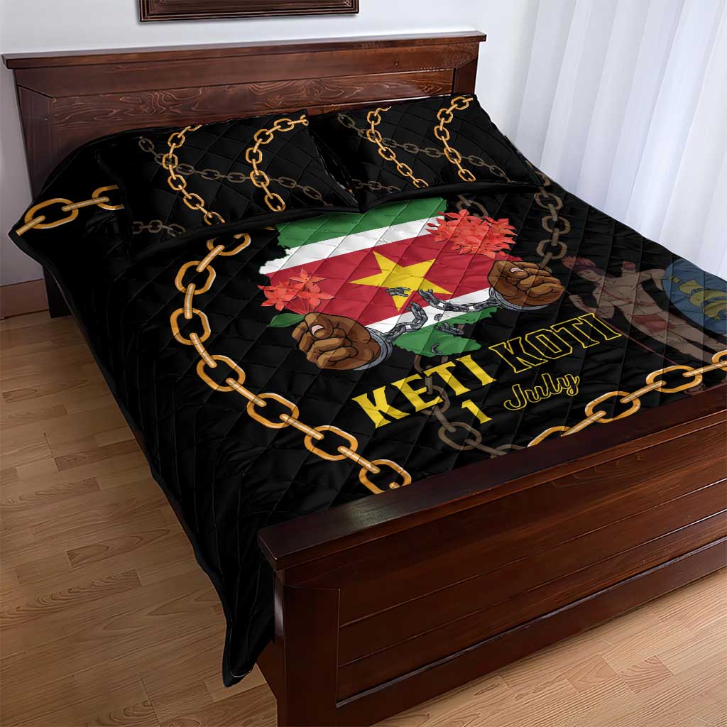 Suriname Keti Koti Quilt Bed Set Kettingsnijden Prisiri Manspasi - Wonder Print Shop