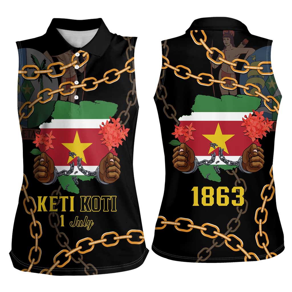 Suriname Keti Koti Women Sleeveless Polo Shirt Kettingsnijden Prisiri Manspasi - Wonder Print Shop