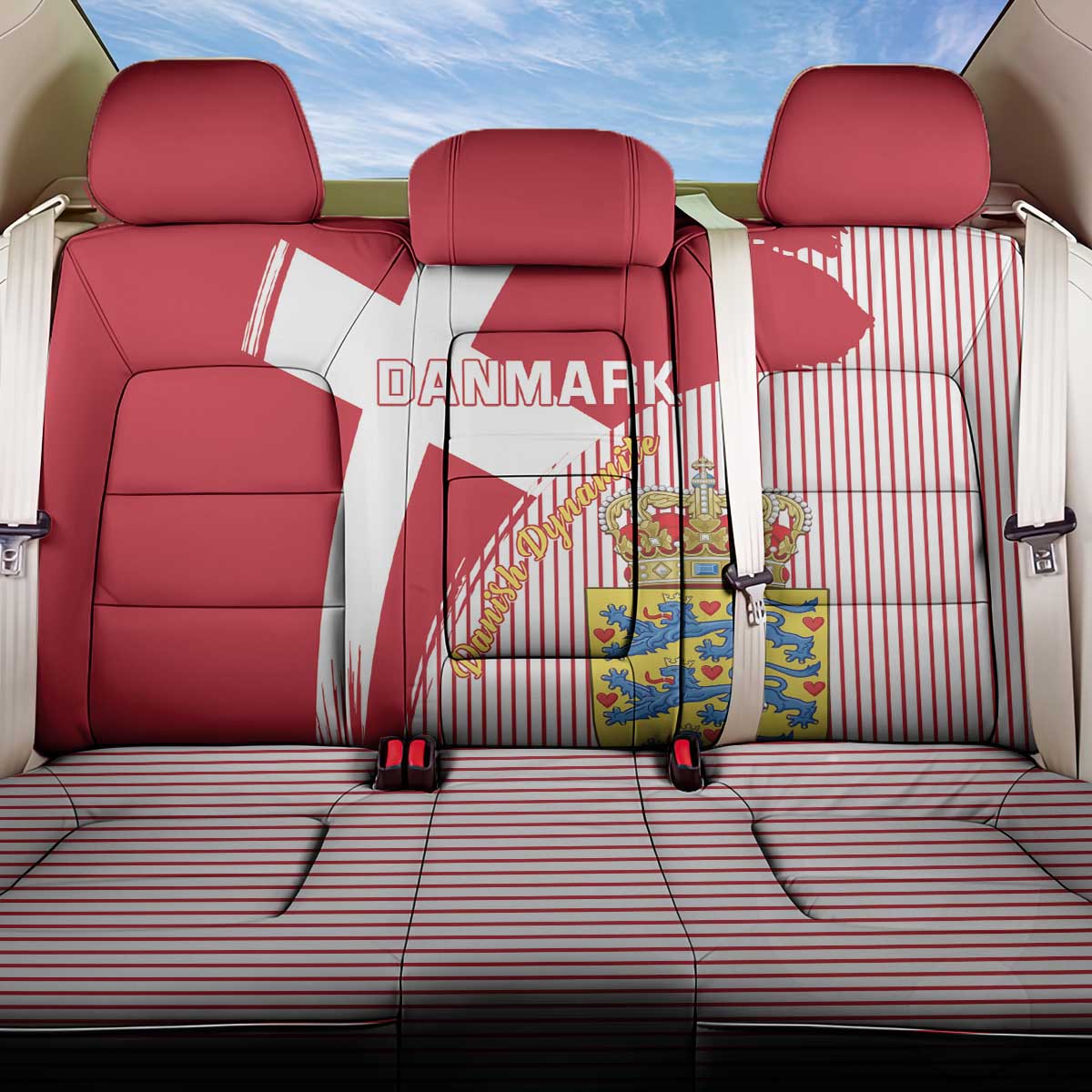 Danmark 2024 Football Back Car Seat Cover We are Red We are White We are Danish Dynamite - Wonder Print Shop