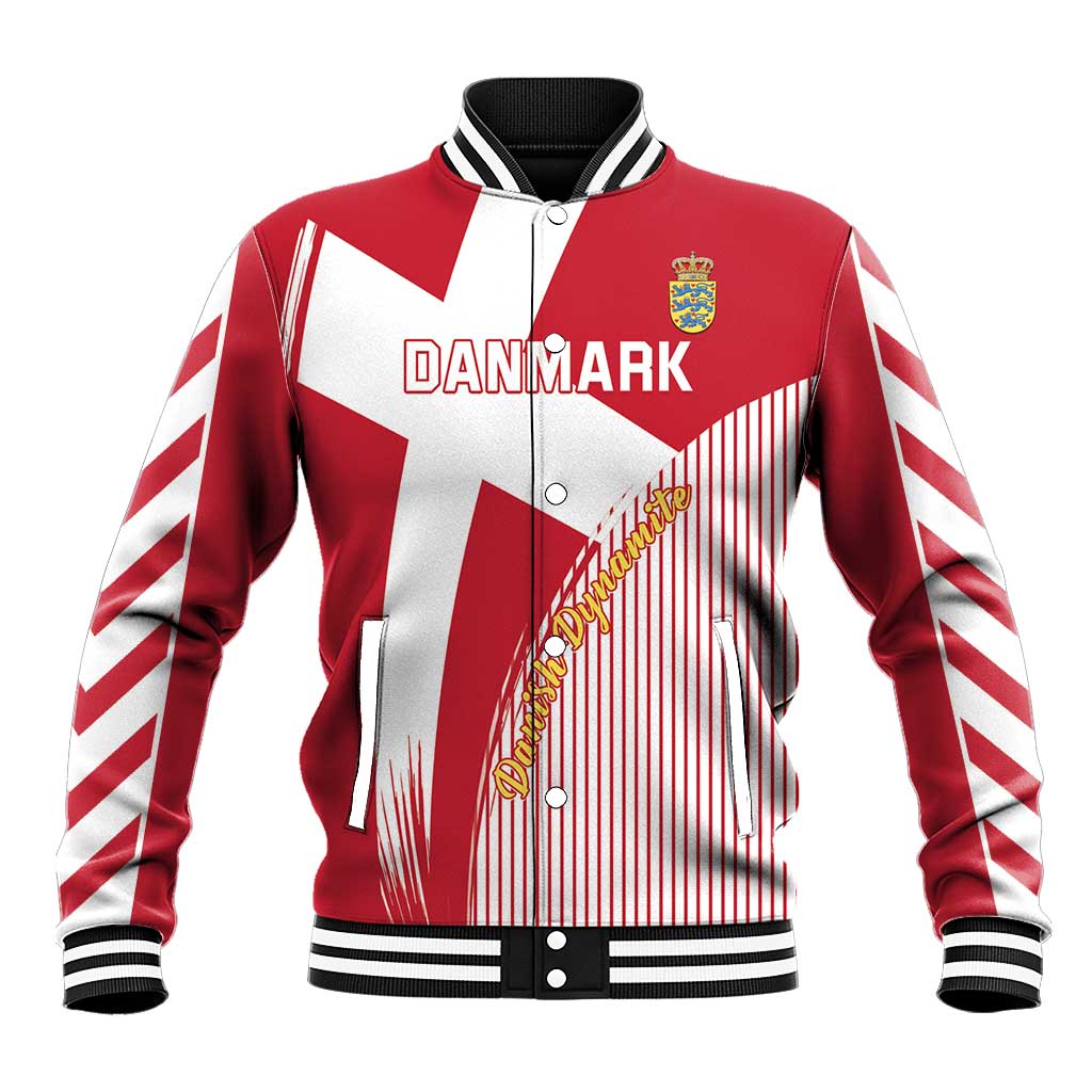 Custom Danmark 2024 Football Baseball Jacket We are Red We are White We are Danish Dynamite - Wonder Print Shop