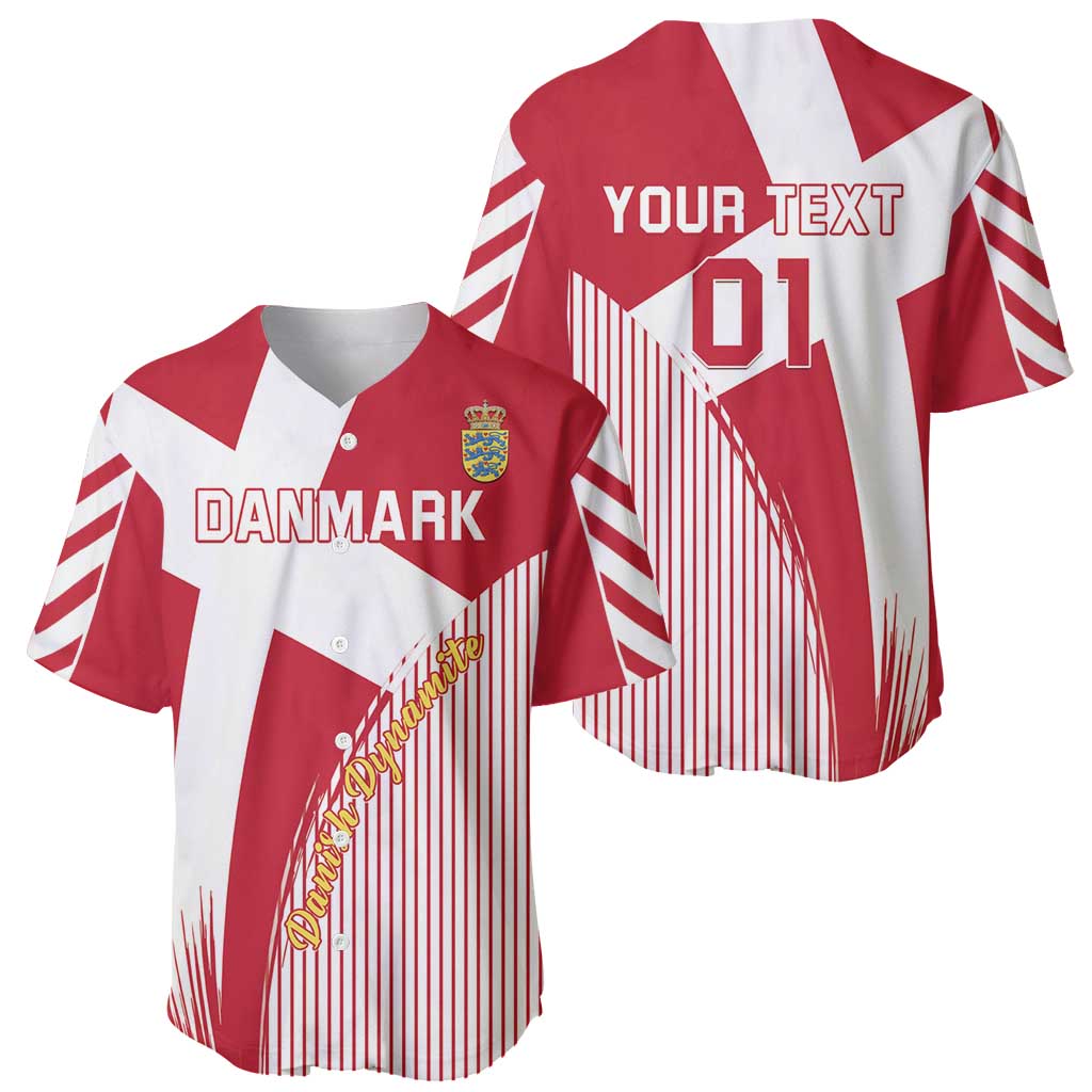 Custom Danmark 2024 Football Baseball Jersey We are Red We are White We are Danish Dynamite - Wonder Print Shop