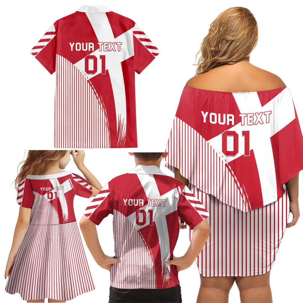 Custom Danmark 2024 Football Family Matching Off Shoulder Short Dress and Hawaiian Shirt We are Red We are White We are Danish Dynamite - Wonder Print Shop