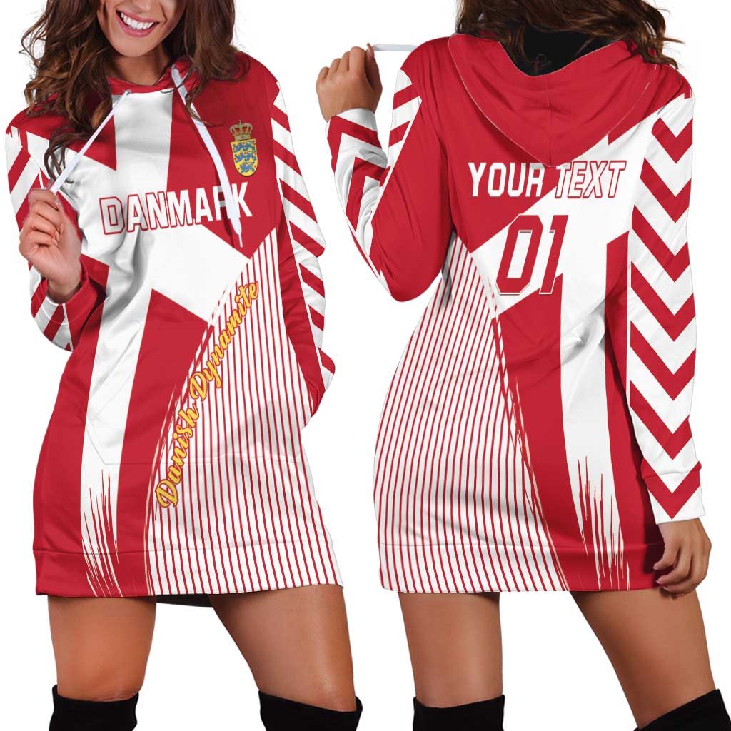 Custom Danmark 2024 Football Hoodie Dress We are Red We are White We are Danish Dynamite - Wonder Print Shop
