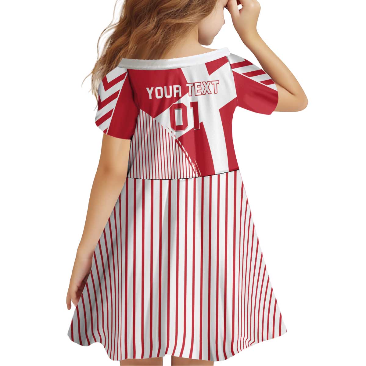 Custom Danmark 2024 Football Kid Short Sleeve Dress We are Red We are White We are Danish Dynamite - Wonder Print Shop