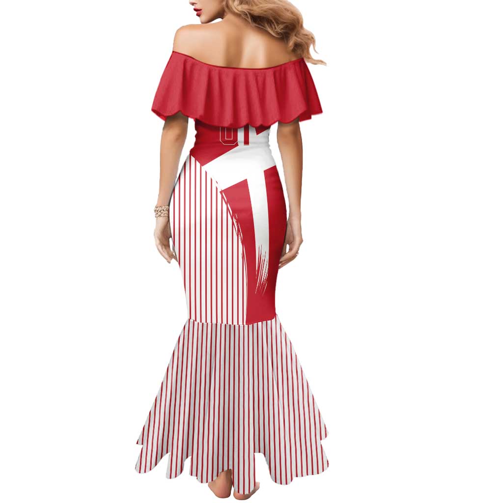 Custom Danmark 2024 Football Mermaid Dress We are Red We are White We are Danish Dynamite - Wonder Print Shop