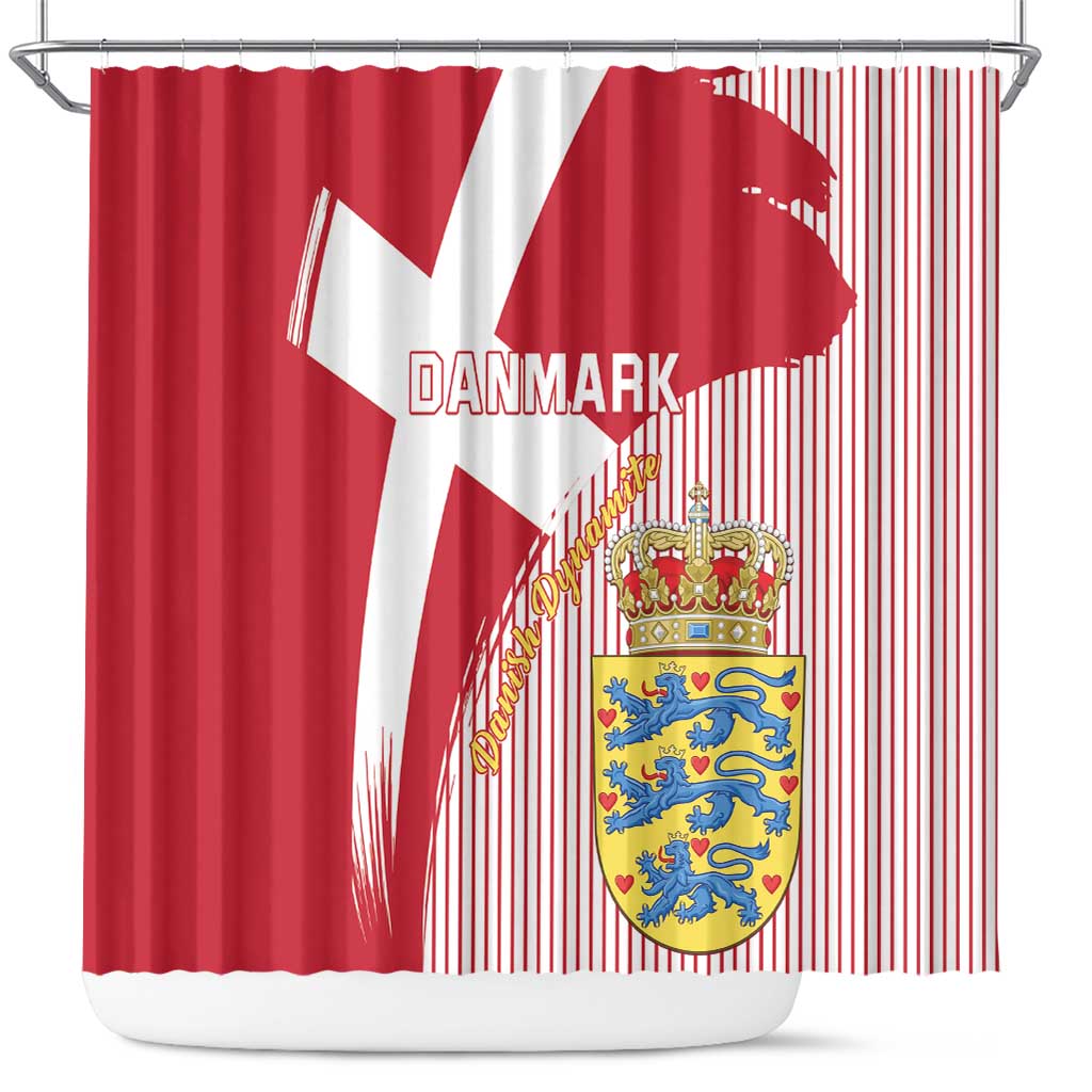 Danmark 2024 Football Shower Curtain We are Red We are White We are Danish Dynamite