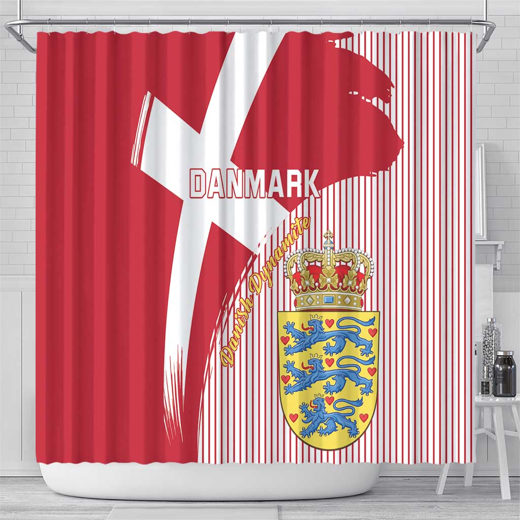 Danmark 2024 Football Shower Curtain We are Red We are White We are Danish Dynamite