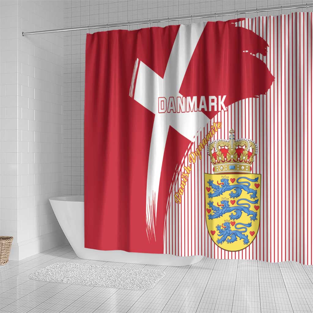 Danmark 2024 Football Shower Curtain We are Red We are White We are Danish Dynamite