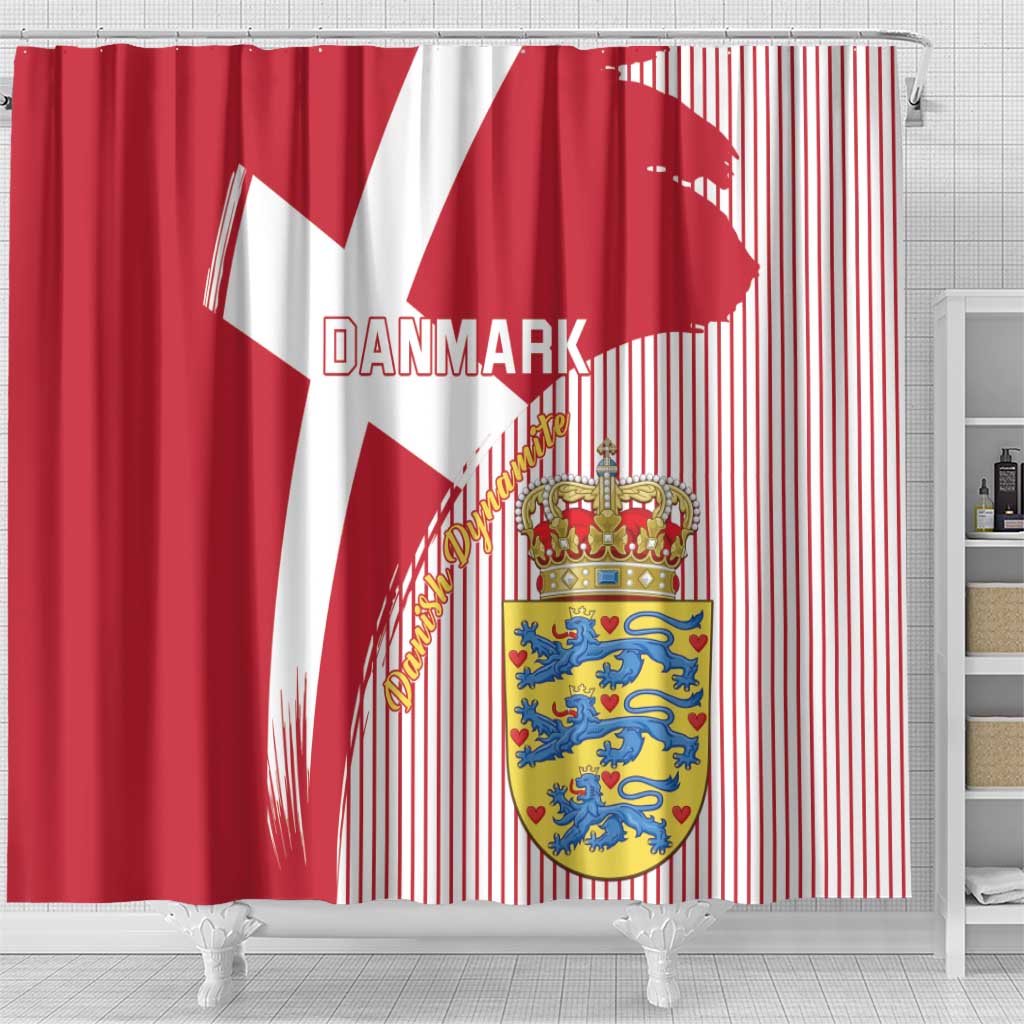 Danmark 2024 Football Shower Curtain We are Red We are White We are Danish Dynamite