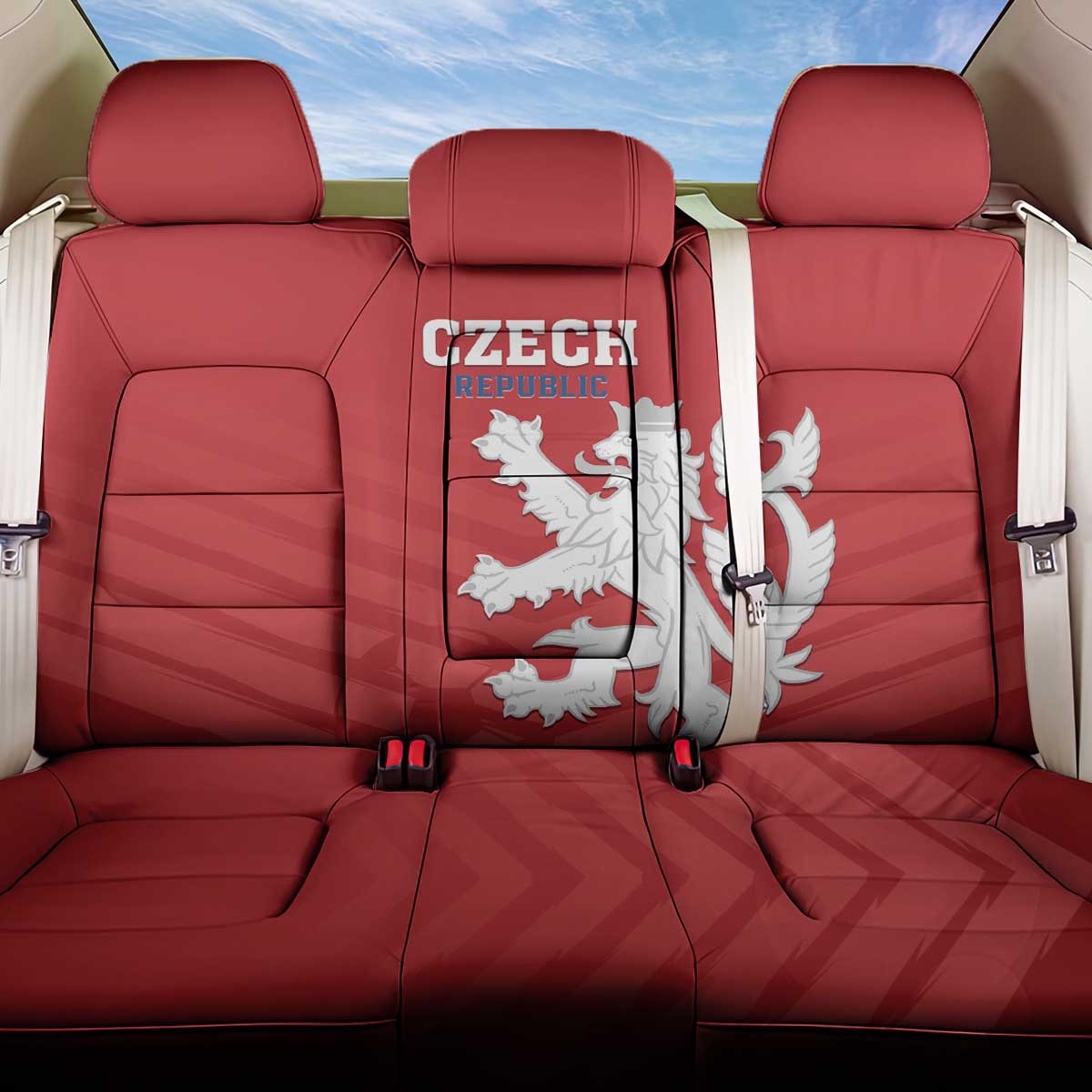 Czech Republic 2024 Football Back Car Seat Cover Jeden Tym Jeden Cil Czechia - Wonder Print Shop