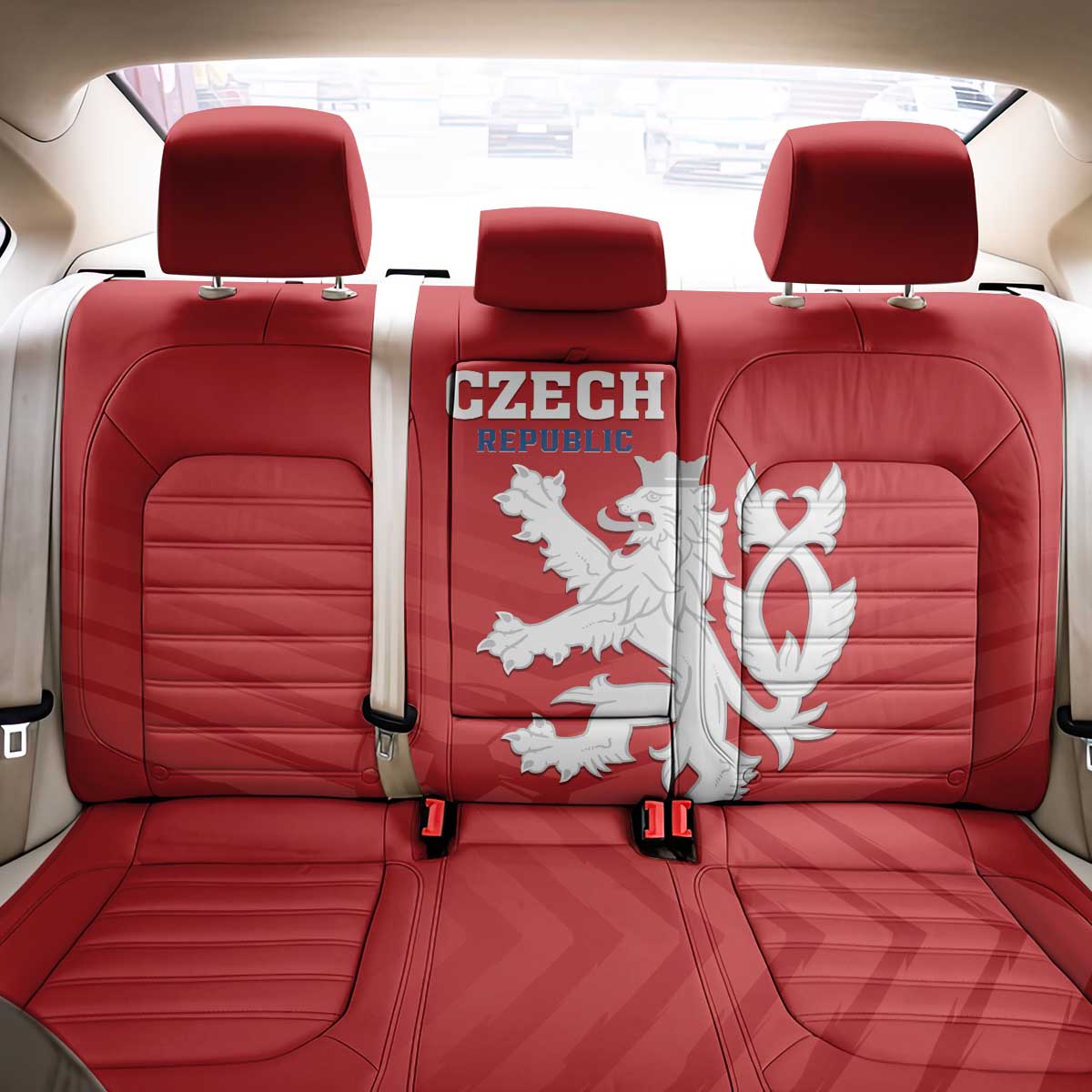Czech Republic 2024 Football Back Car Seat Cover Jeden Tym Jeden Cil Czechia - Wonder Print Shop