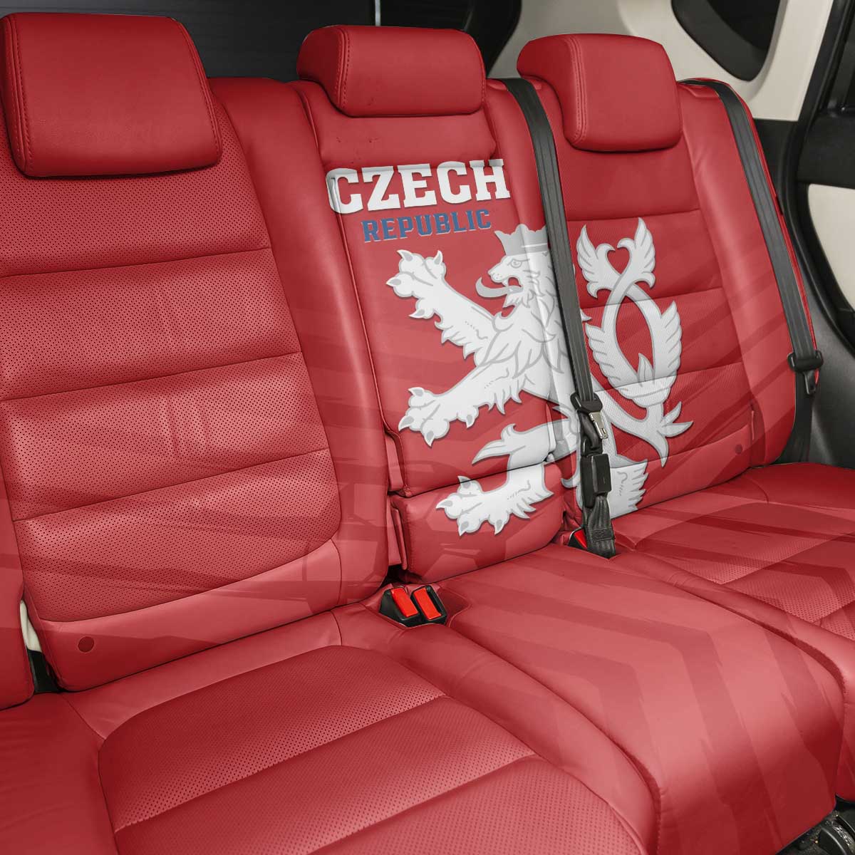 Czech Republic 2024 Football Back Car Seat Cover Jeden Tym Jeden Cil Czechia - Wonder Print Shop
