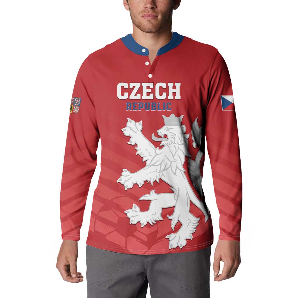Custom Czech Republic 2024 Football Button Sweatshirt Jeden Tym Jeden Cil Czechia - Wonder Print Shop