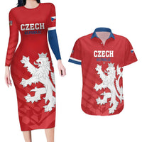 Custom Czech Republic 2024 Football Couples Matching Long Sleeve Bodycon Dress and Hawaiian Shirt Jeden Tym Jeden Cil Czechia - Wonder Print Shop