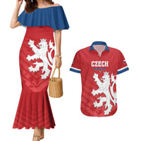 Custom Czech Republic 2024 Football Couples Matching Mermaid Dress and Hawaiian Shirt Jeden Tym Jeden Cil Czechia - Wonder Print Shop