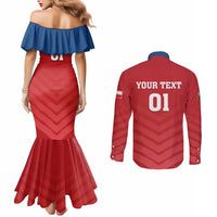 Custom Czech Republic 2024 Football Couples Matching Mermaid Dress and Long Sleeve Button Shirt Jeden Tym Jeden Cil Czechia