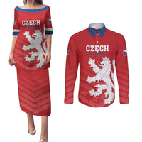Custom Czech Republic 2024 Football Couples Matching Puletasi and Long Sleeve Button Shirt Jeden Tym Jeden Cil Czechia - Wonder Print Shop