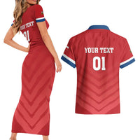Custom Czech Republic 2024 Football Couples Matching Short Sleeve Bodycon Dress and Hawaiian Shirt Jeden Tym Jeden Cil Czechia - Wonder Print Shop