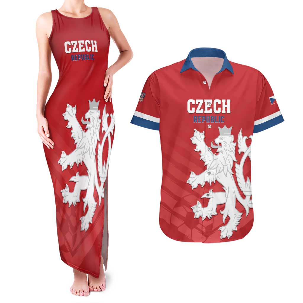 Custom Czech Republic 2024 Football Couples Matching Tank Maxi Dress and Hawaiian Shirt Jeden Tym Jeden Cil Czechia - Wonder Print Shop