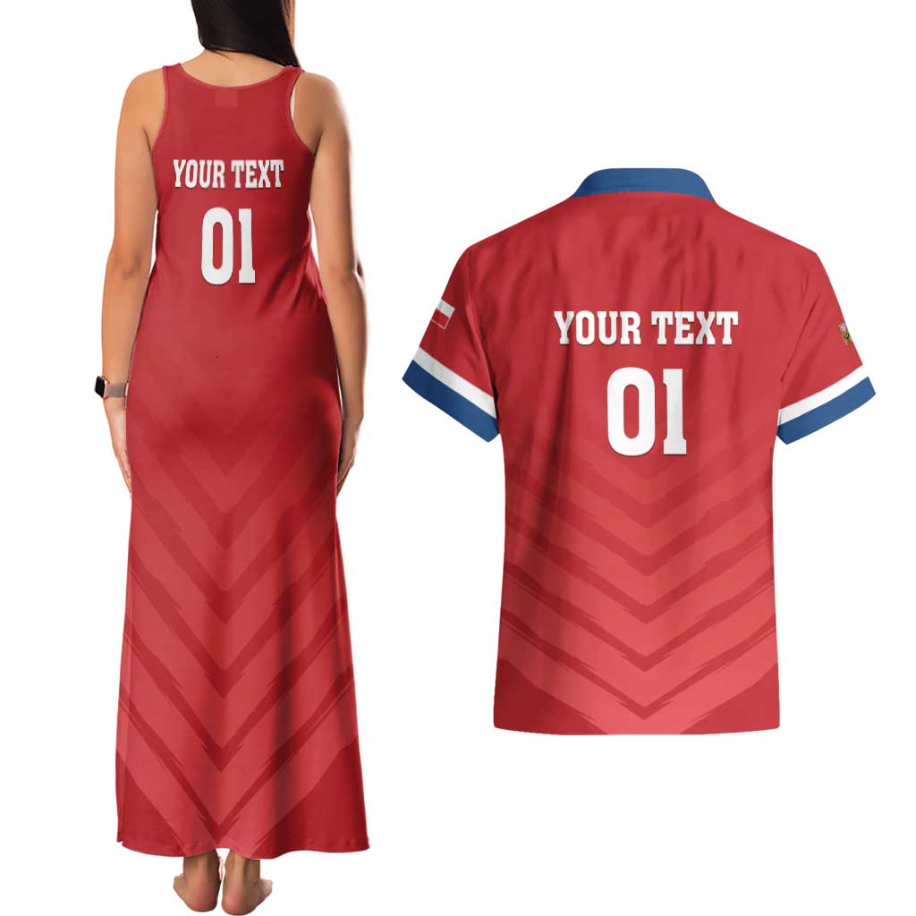 Custom Czech Republic 2024 Football Couples Matching Tank Maxi Dress and Hawaiian Shirt Jeden Tym Jeden Cil Czechia - Wonder Print Shop