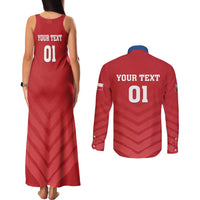 Custom Czech Republic 2024 Football Couples Matching Tank Maxi Dress and Long Sleeve Button Shirt Jeden Tym Jeden Cil Czechia - Wonder Print Shop