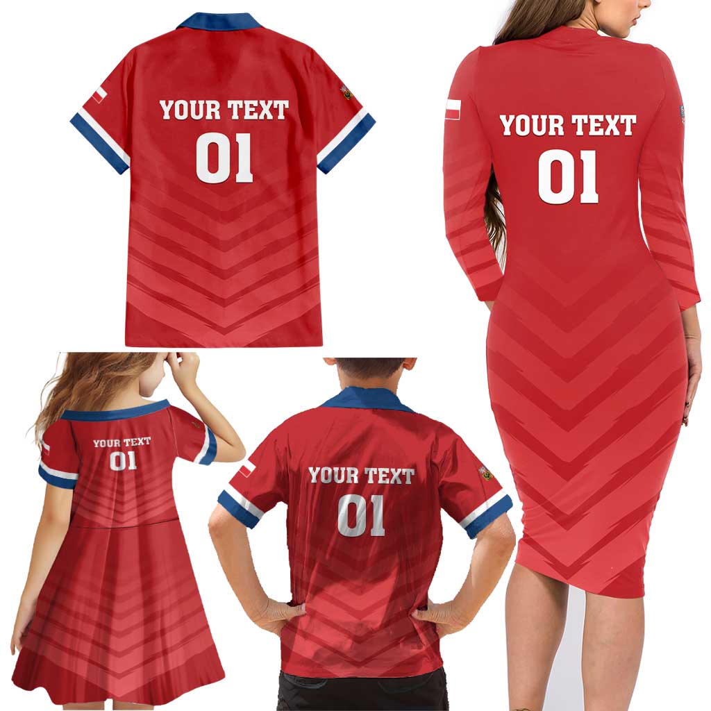 Custom Czech Republic 2024 Football Family Matching Long Sleeve Bodycon Dress and Hawaiian Shirt Jeden Tym Jeden Cil Czechia - Wonder Print Shop