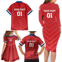 Custom Czech Republic 2024 Football Family Matching Long Sleeve Bodycon Dress and Hawaiian Shirt Jeden Tym Jeden Cil Czechia - Wonder Print Shop