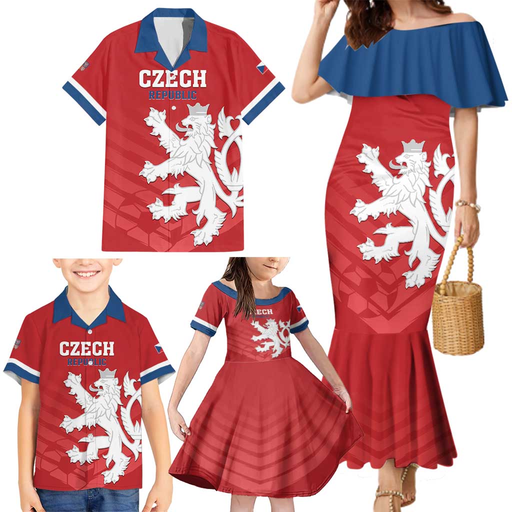 Custom Czech Republic 2024 Football Family Matching Mermaid Dress and Hawaiian Shirt Jeden Tym Jeden Cil Czechia - Wonder Print Shop