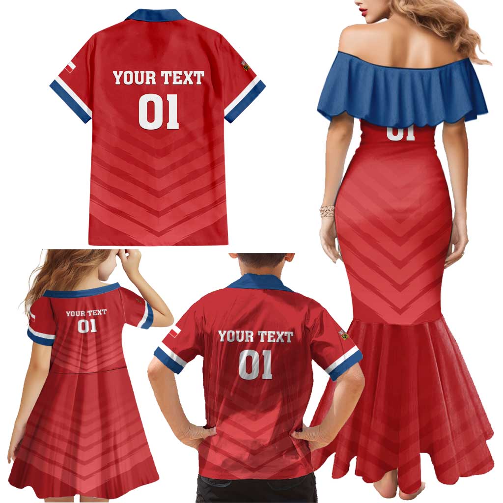 Custom Czech Republic 2024 Football Family Matching Mermaid Dress and Hawaiian Shirt Jeden Tym Jeden Cil Czechia - Wonder Print Shop