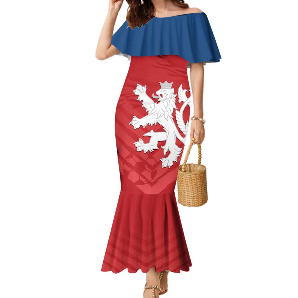 Custom Czech Republic 2024 Football Family Matching Mermaid Dress and Hawaiian Shirt Jeden Tym Jeden Cil Czechia - Wonder Print Shop
