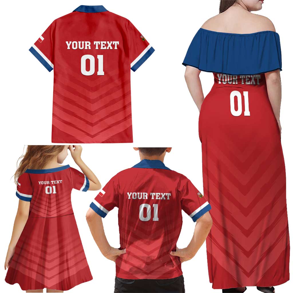 Custom Czech Republic 2024 Football Family Matching Off Shoulder Maxi Dress and Hawaiian Shirt Jeden Tym Jeden Cil Czechia - Wonder Print Shop