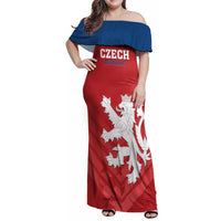 Custom Czech Republic 2024 Football Family Matching Off Shoulder Maxi Dress and Hawaiian Shirt Jeden Tym Jeden Cil Czechia - Wonder Print Shop