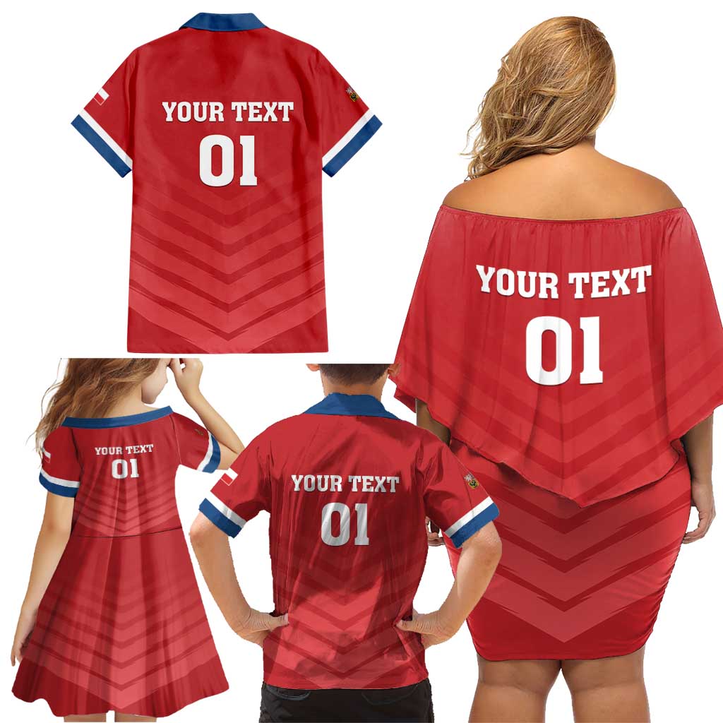 Custom Czech Republic 2024 Football Family Matching Off Shoulder Short Dress and Hawaiian Shirt Jeden Tym Jeden Cil Czechia - Wonder Print Shop