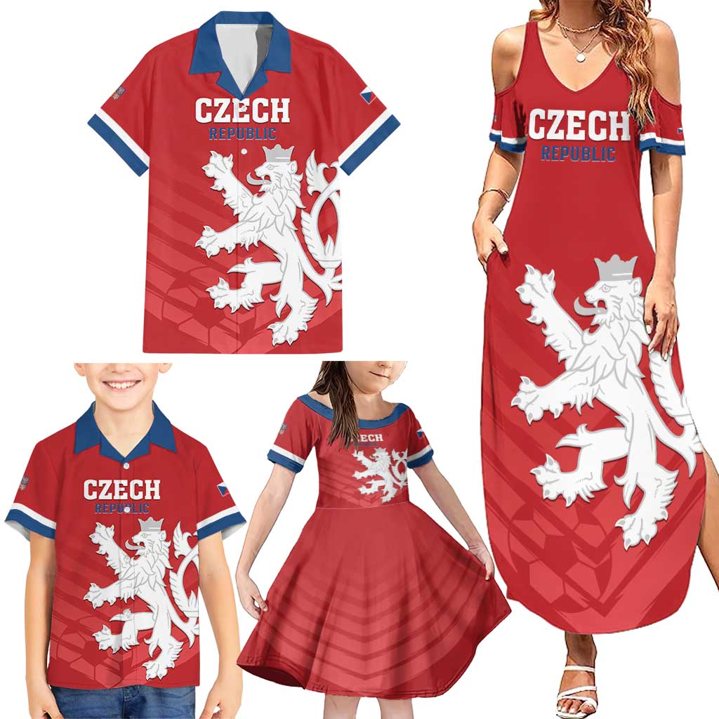 Custom Czech Republic 2024 Football Family Matching Summer Maxi Dress and Hawaiian Shirt Jeden Tym Jeden Cil Czechia - Wonder Print Shop