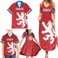 Custom Czech Republic 2024 Football Family Matching Summer Maxi Dress and Hawaiian Shirt Jeden Tym Jeden Cil Czechia - Wonder Print Shop