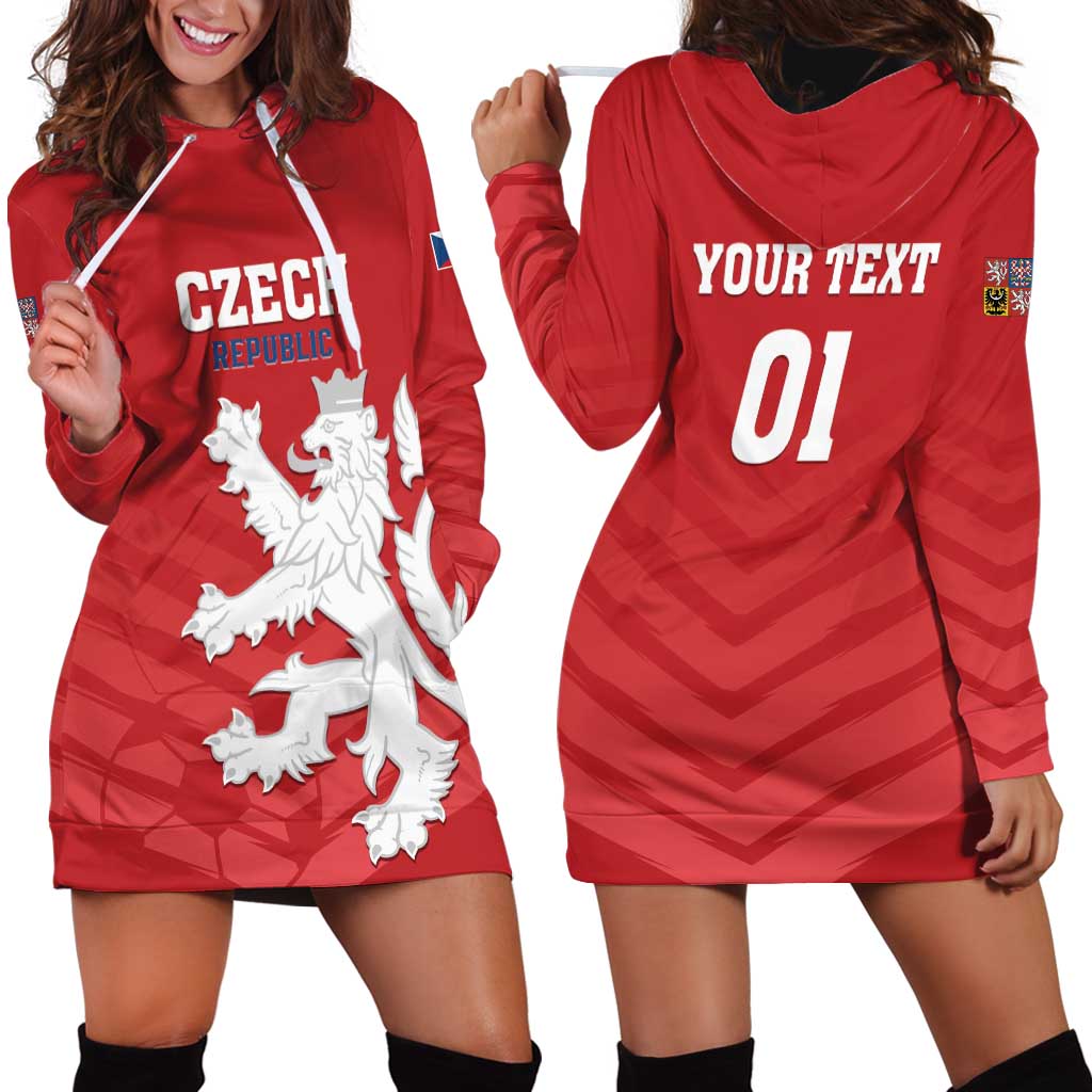 Custom Czech Republic 2024 Football Hoodie Dress Jeden Tym Jeden Cil Czechia - Wonder Print Shop