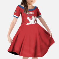 Custom Czech Republic 2024 Football Kid Short Sleeve Dress Jeden Tym Jeden Cil Czechia - Wonder Print Shop