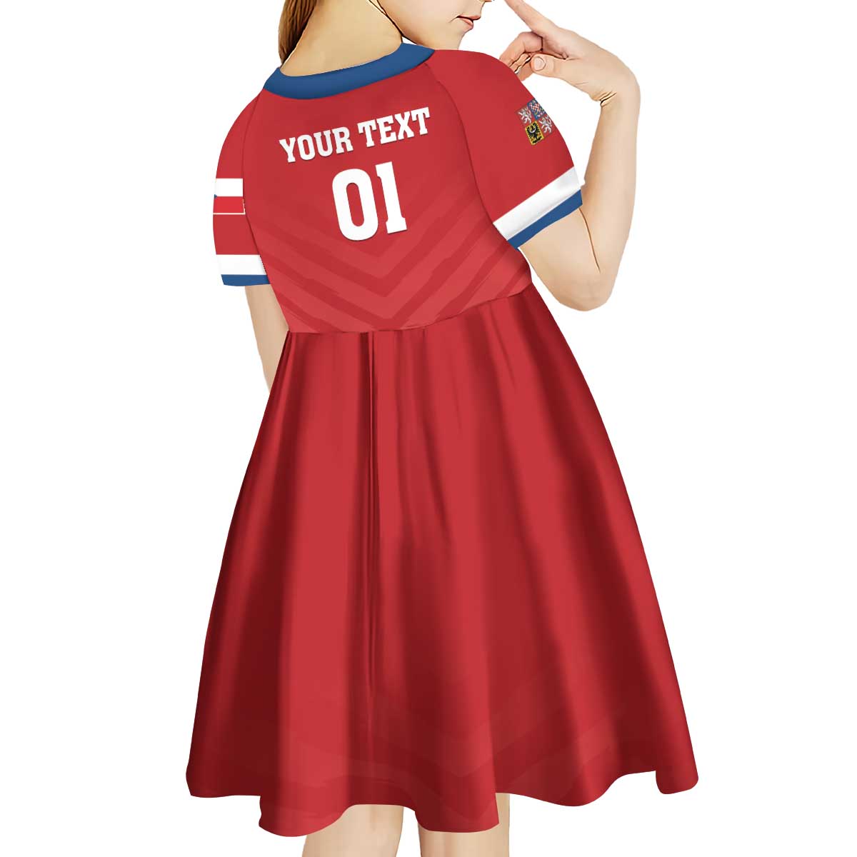 Custom Czech Republic 2024 Football Kid Short Sleeve Dress Jeden Tym Jeden Cil Czechia - Wonder Print Shop