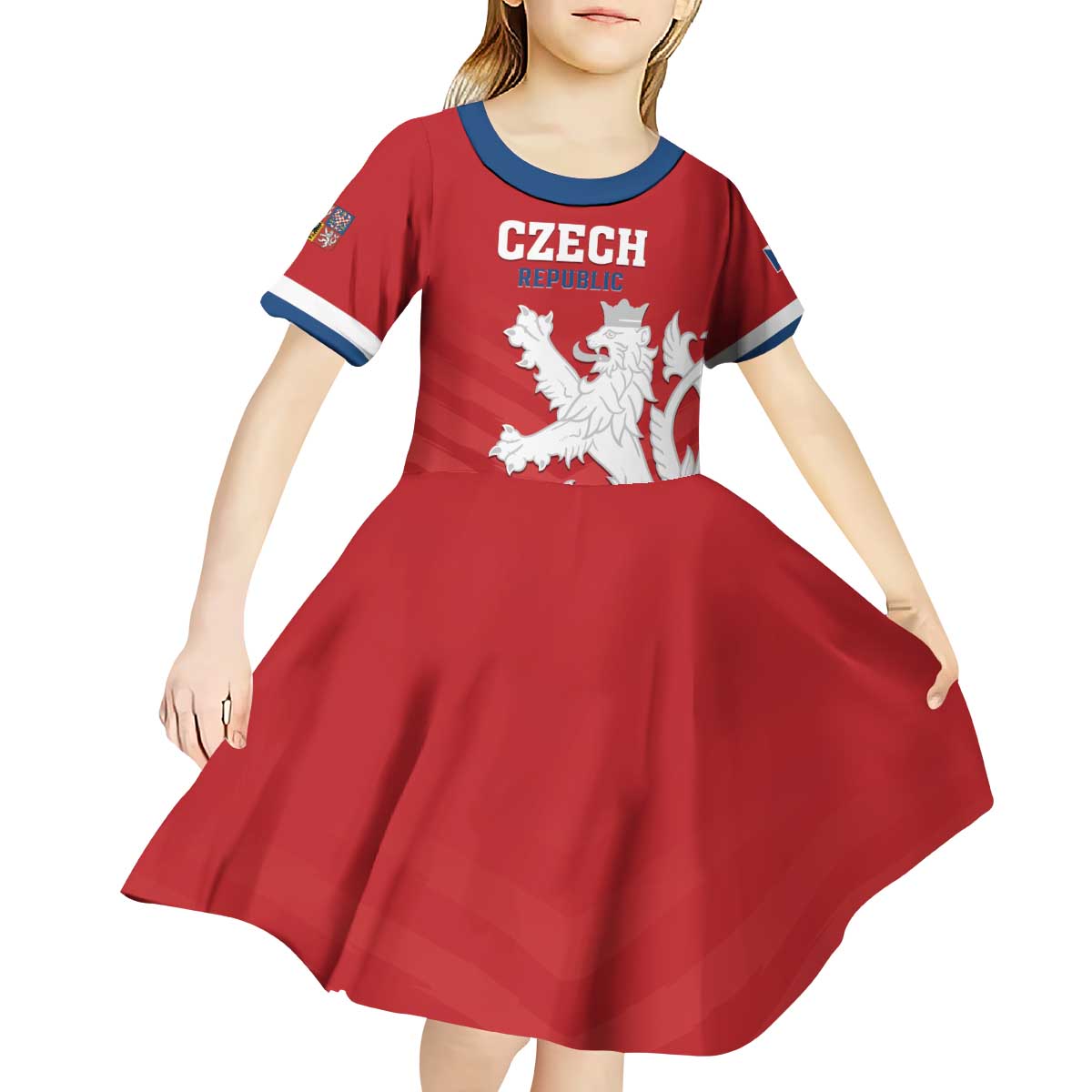 Custom Czech Republic 2024 Football Kid Short Sleeve Dress Jeden Tym Jeden Cil Czechia - Wonder Print Shop
