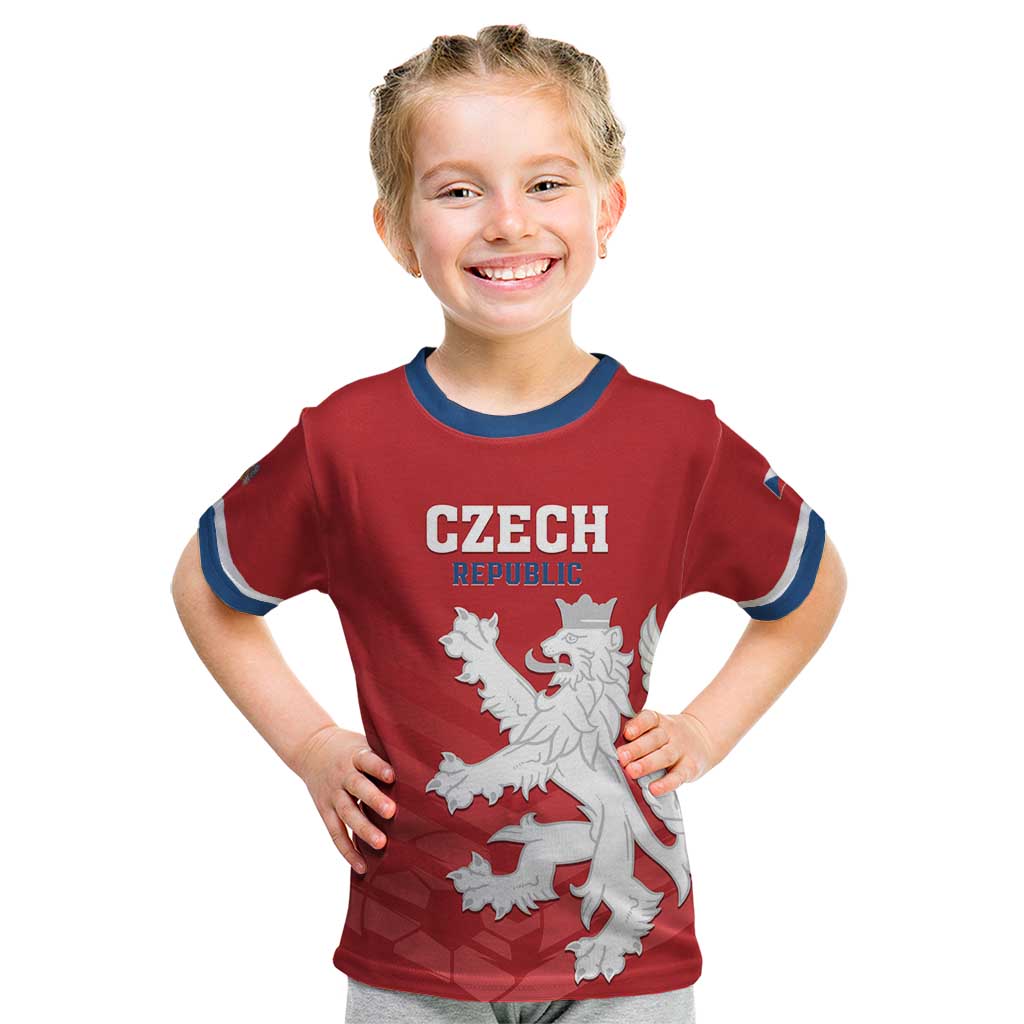 Custom Czech Republic 2024 Football Kid T Shirt Jeden Tym Jeden Cil Czechia - Wonder Print Shop