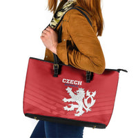 Czech Republic 2024 Football Leather Tote Bag Jeden Tym Jeden Cil Czechia - Wonder Print Shop