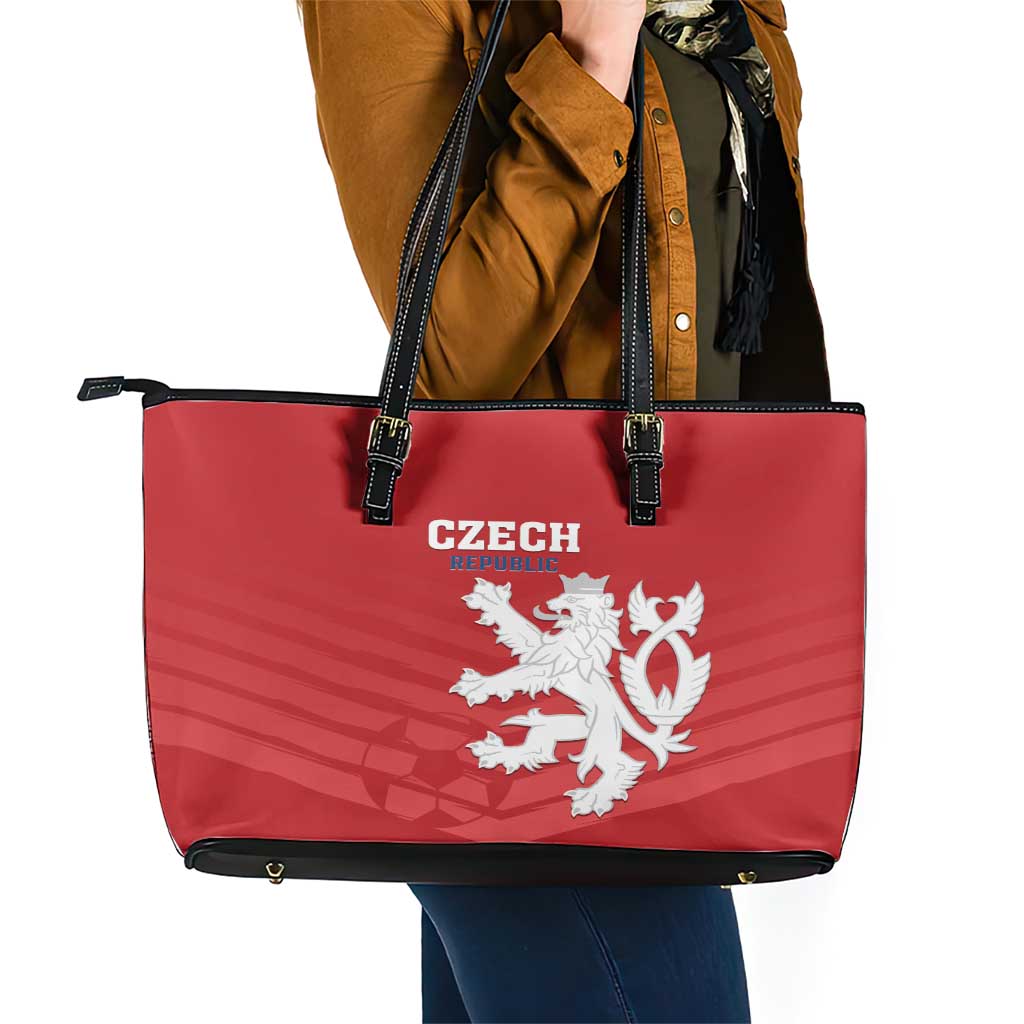 Czech Republic 2024 Football Leather Tote Bag Jeden Tym Jeden Cil Czechia - Wonder Print Shop