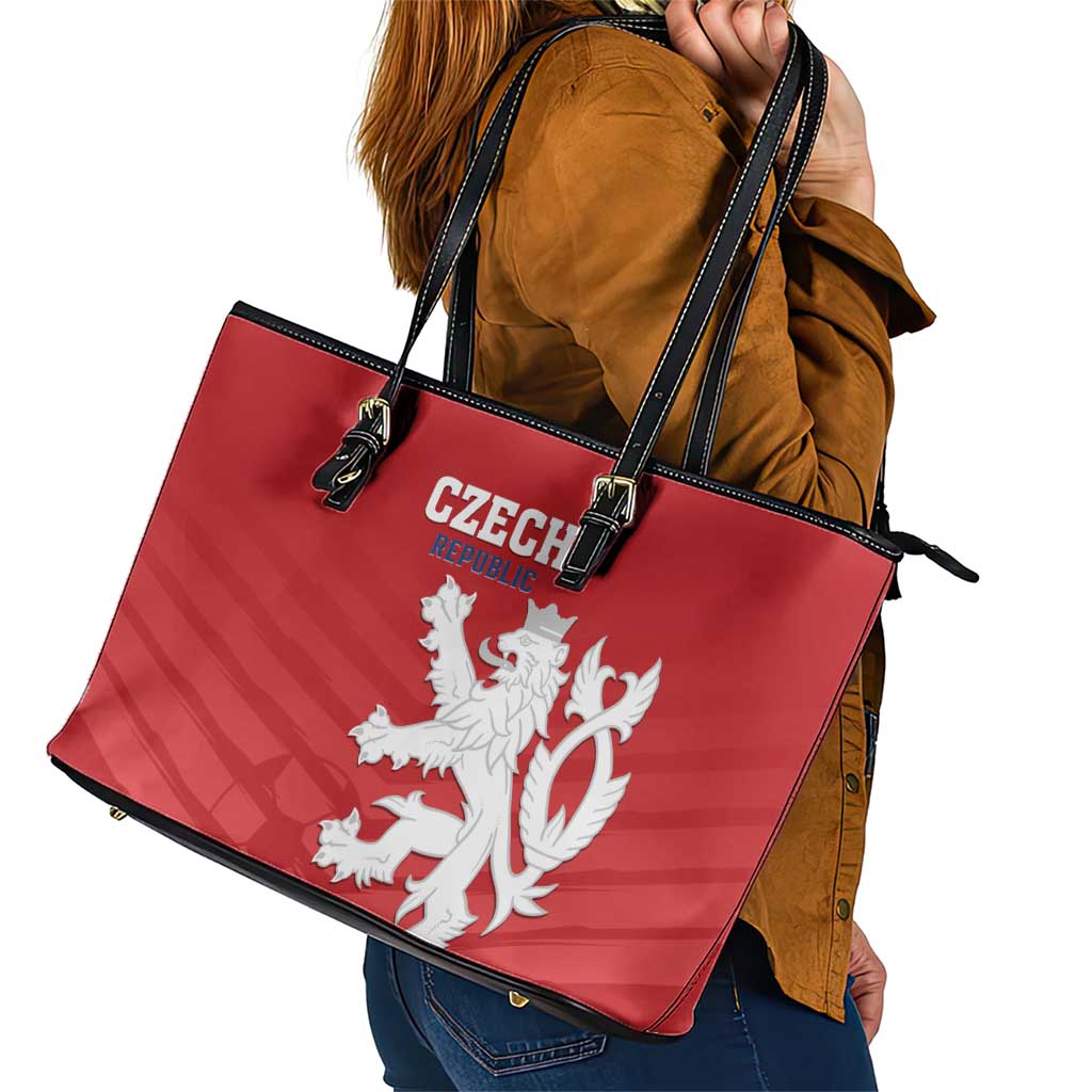 Czech Republic 2024 Football Leather Tote Bag Jeden Tym Jeden Cil Czechia - Wonder Print Shop