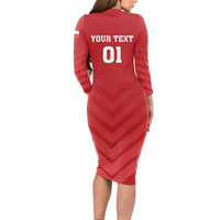 Custom Czech Republic 2024 Football Long Sleeve Bodycon Dress Jeden Tym Jeden Cil Czechia - Wonder Print Shop