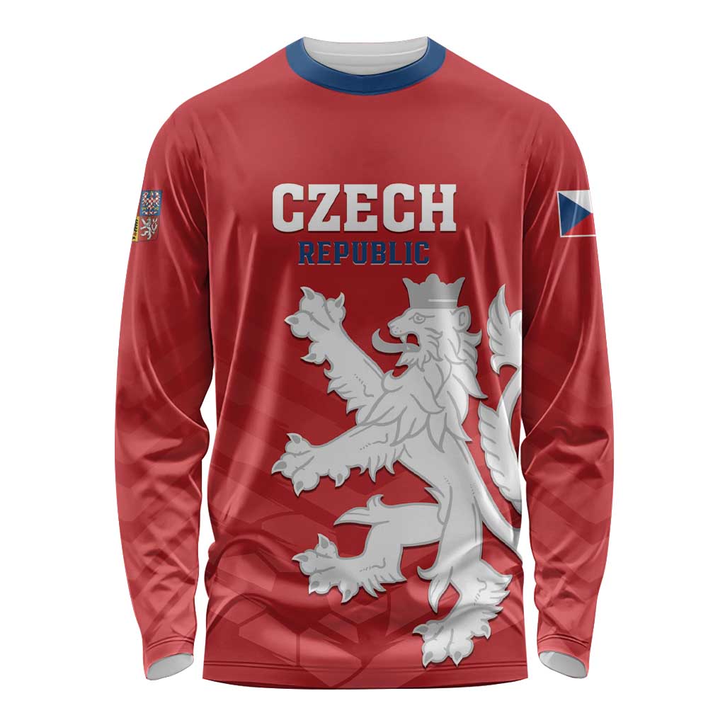 Custom Czech Republic 2024 Football Long Sleeve Shirt Jeden Tym Jeden Cil Czechia - Wonder Print Shop