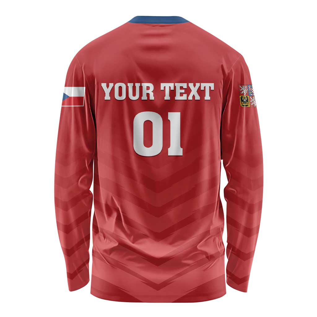 Custom Czech Republic 2024 Football Long Sleeve Shirt Jeden Tym Jeden Cil Czechia - Wonder Print Shop