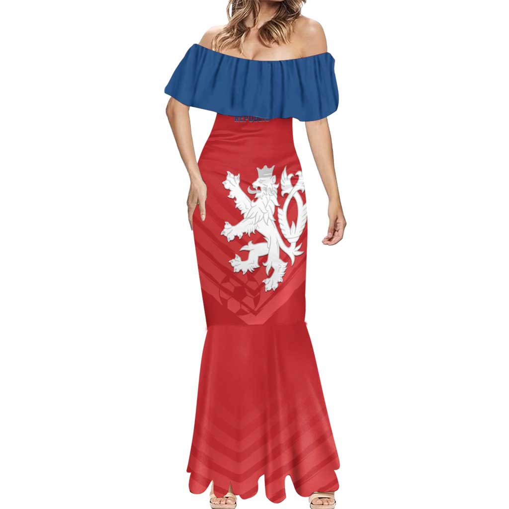 Custom Czech Republic 2024 Football Mermaid Dress Jeden Tym Jeden Cil Czechia - Wonder Print Shop